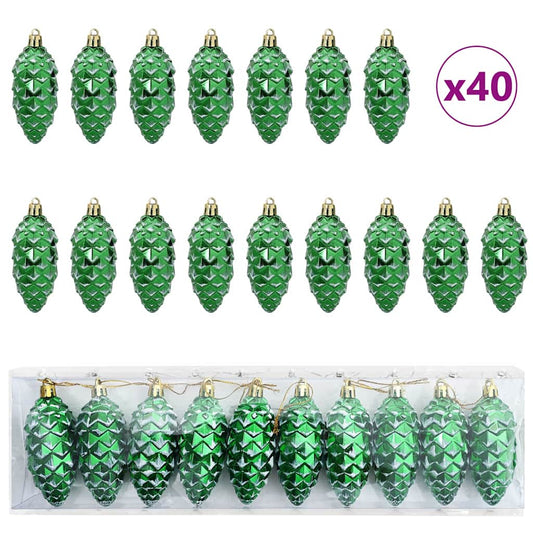 Christmas Pine Cone Ball 40 pcs Green 4 x 9 cm Plastic