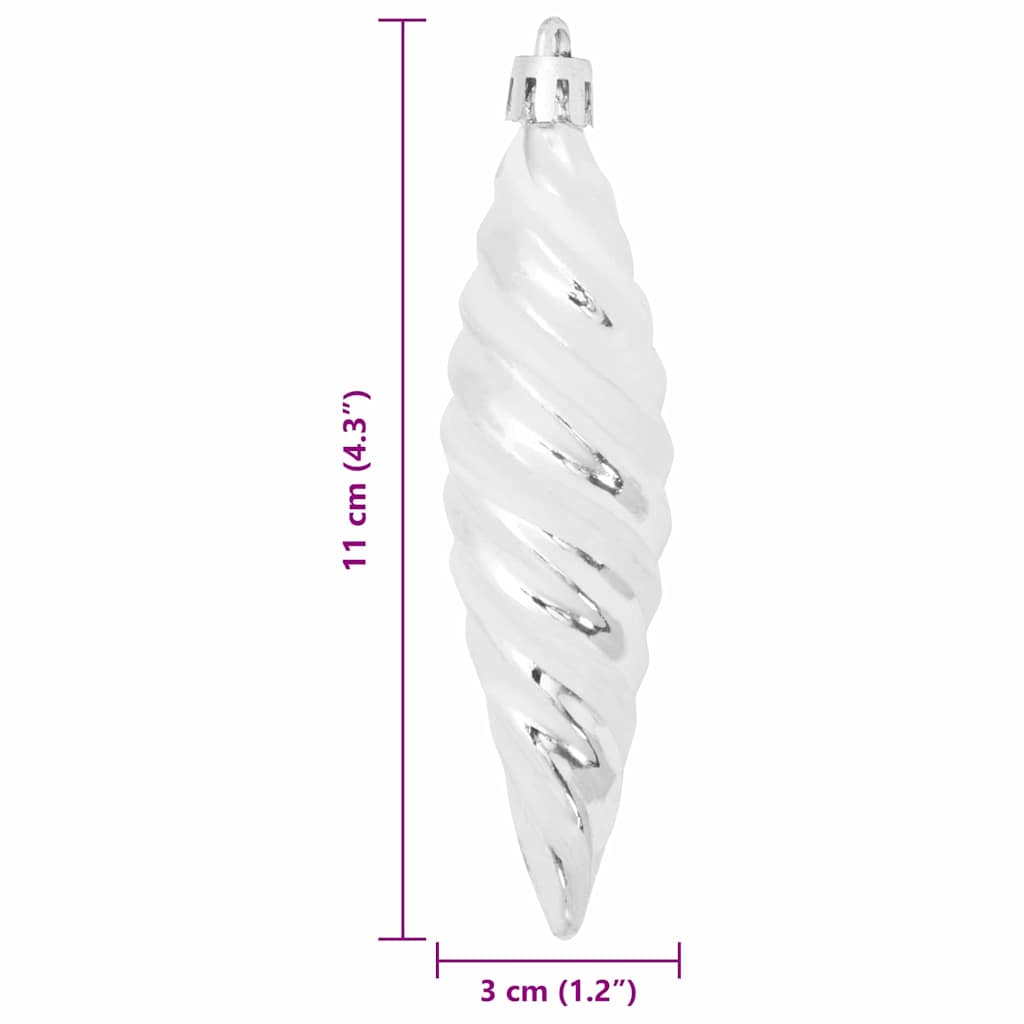 Christmas Spiral Shape Ball 40 pcs Silver 3 x 11 cm Plastic