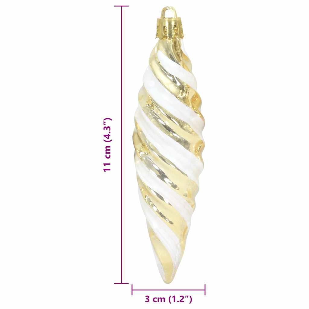 Christmas Spiral Shape Ball 40 pcs Gold 3 x 11 cm Plastic
