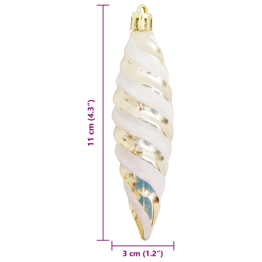 Christmas Spiral Shape Ball 40 pcs Champagne 3 x 11 cm Plastic