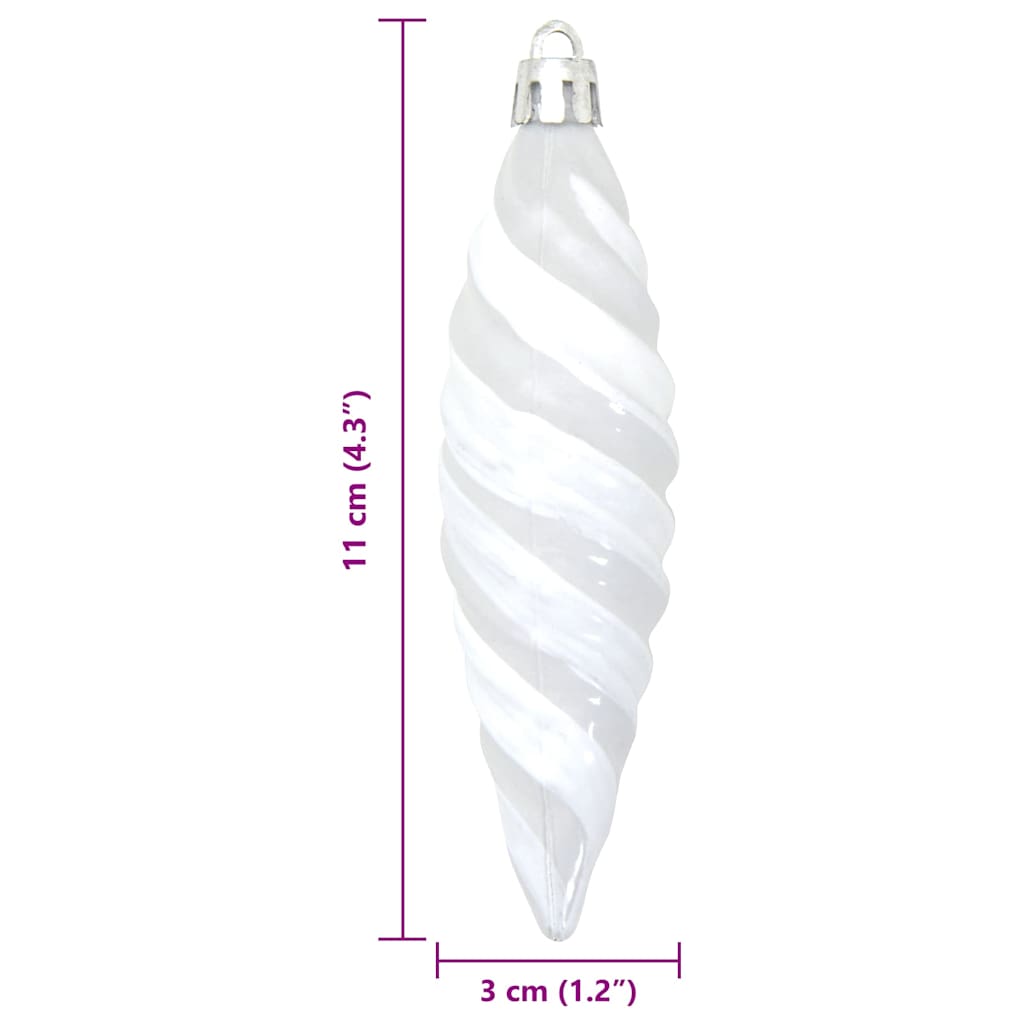 Christmas Spiral Shape Ball 40 pcs White 3 x 11 cm Plastic