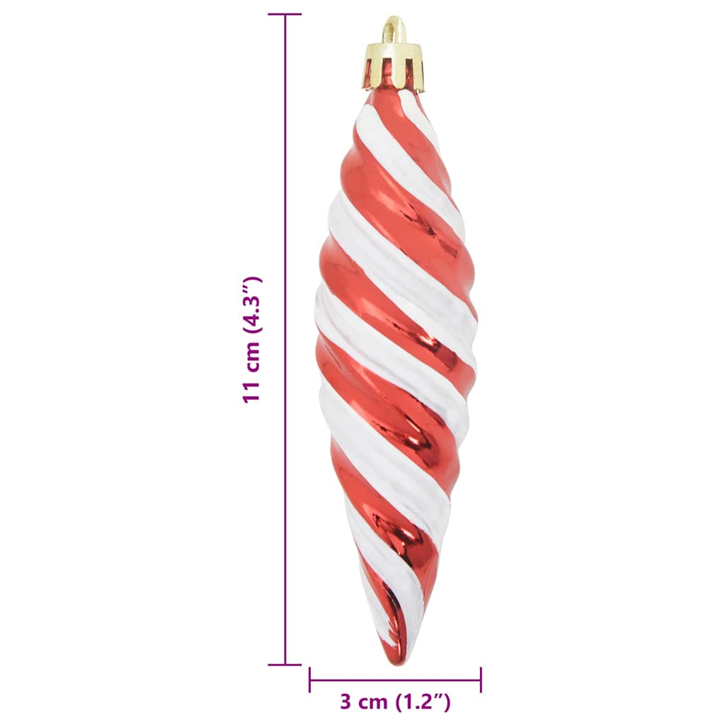 Christmas Spiral Shape Ball 40 pcs Red 3 x 11 cm Plastic