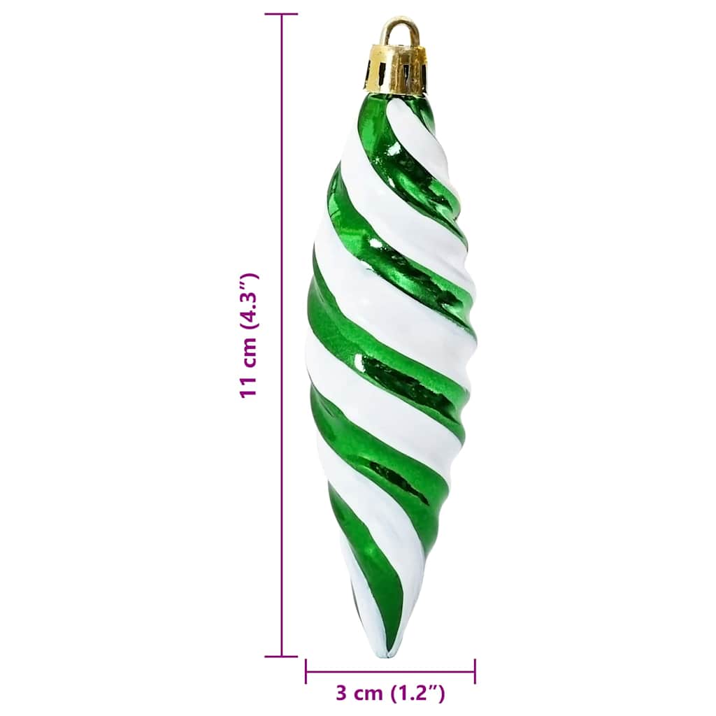 Christmas Spiral Shape Ball 40 pcs Green 3 x 11 cm Plastic