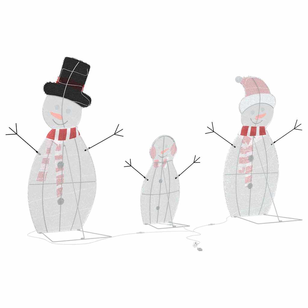 Lighted Snowman Family 3 pcs Warm White 56 x 80 cm Polyester