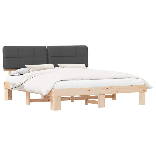 Bed Frame with Upholstered Headboard Dark Grey 200 x 200 cm