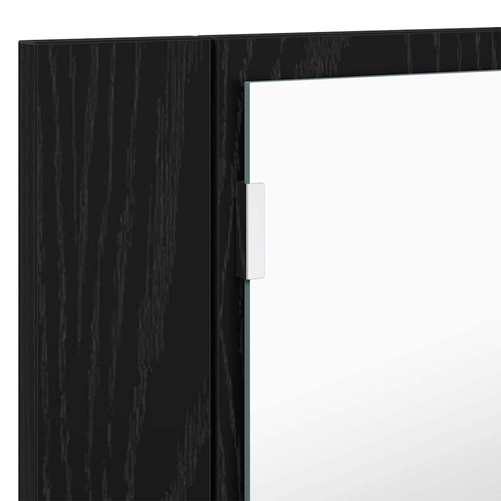 Bathroom Mirror Cabinet Black Oak 80 x 12 x 45 cm