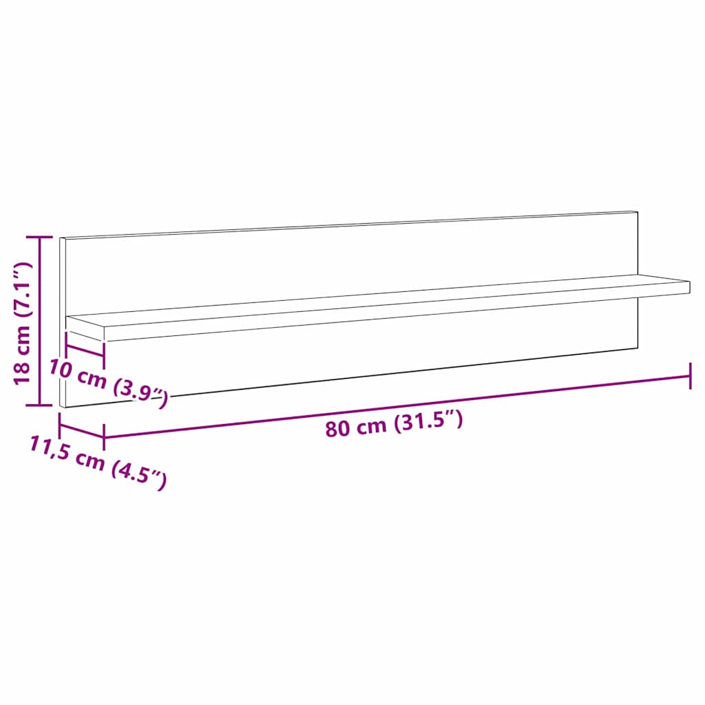 Wall Shelves 4 pcs Black Oak 80 x 11.5 x 18 cm Engineered Wood