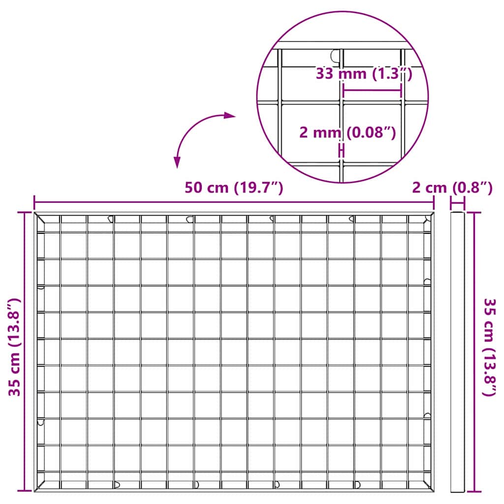 Grating Silver 50 x 35 x 2 cm Hot-Dip Galvanised Steel