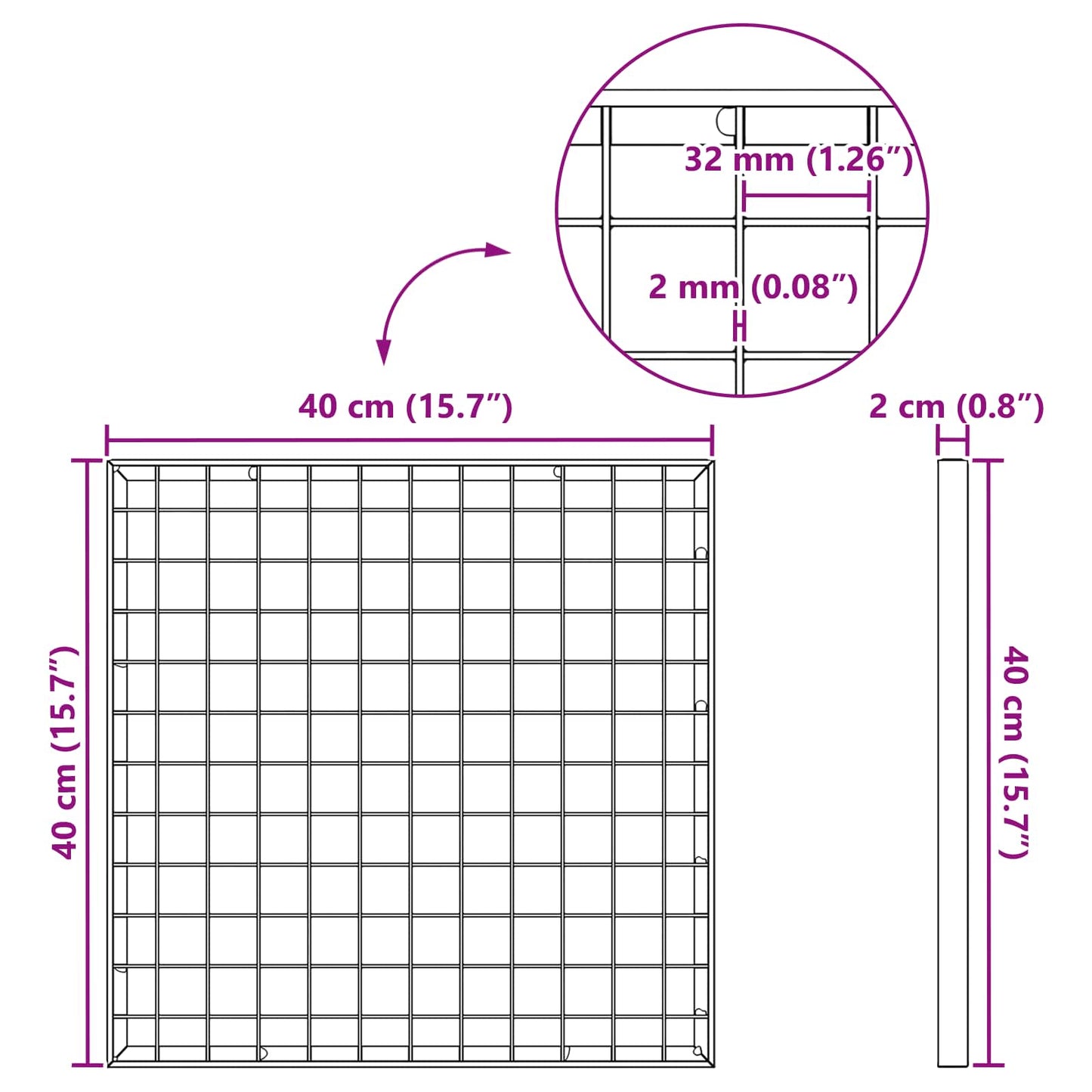 Grating Silver 40 x 40 x 2 cm Hot-Dip Galvanised Steel