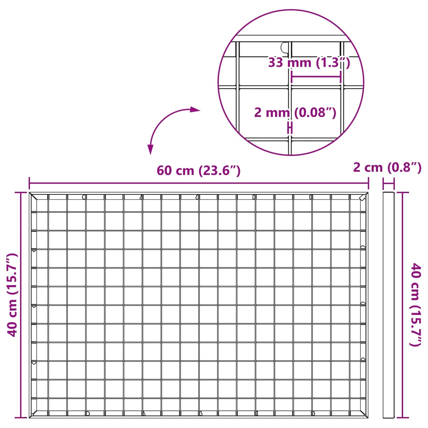 Grating Silver 60 x 40 x 2 cm Hot-Dip Galvanised Steel