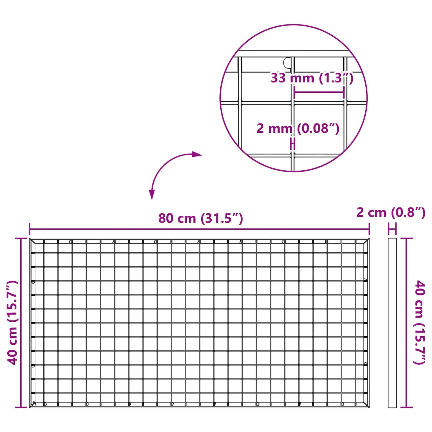 Grating Silver 80 x 40 x 2 cm Hot-Dip Galvanised Steel