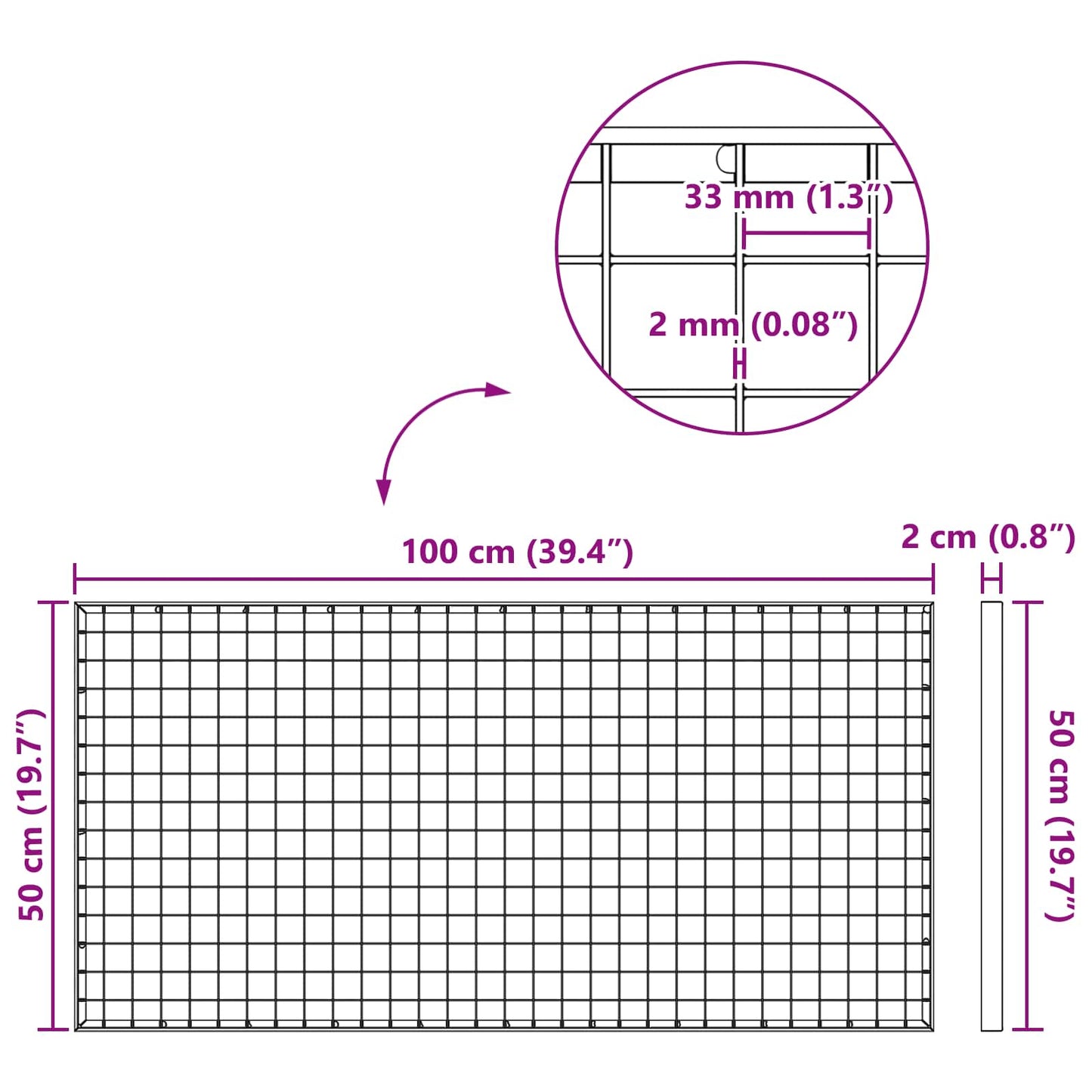 Grating Silver 100 x 50 x 2 cm Hot-Dip Galvanised Steel