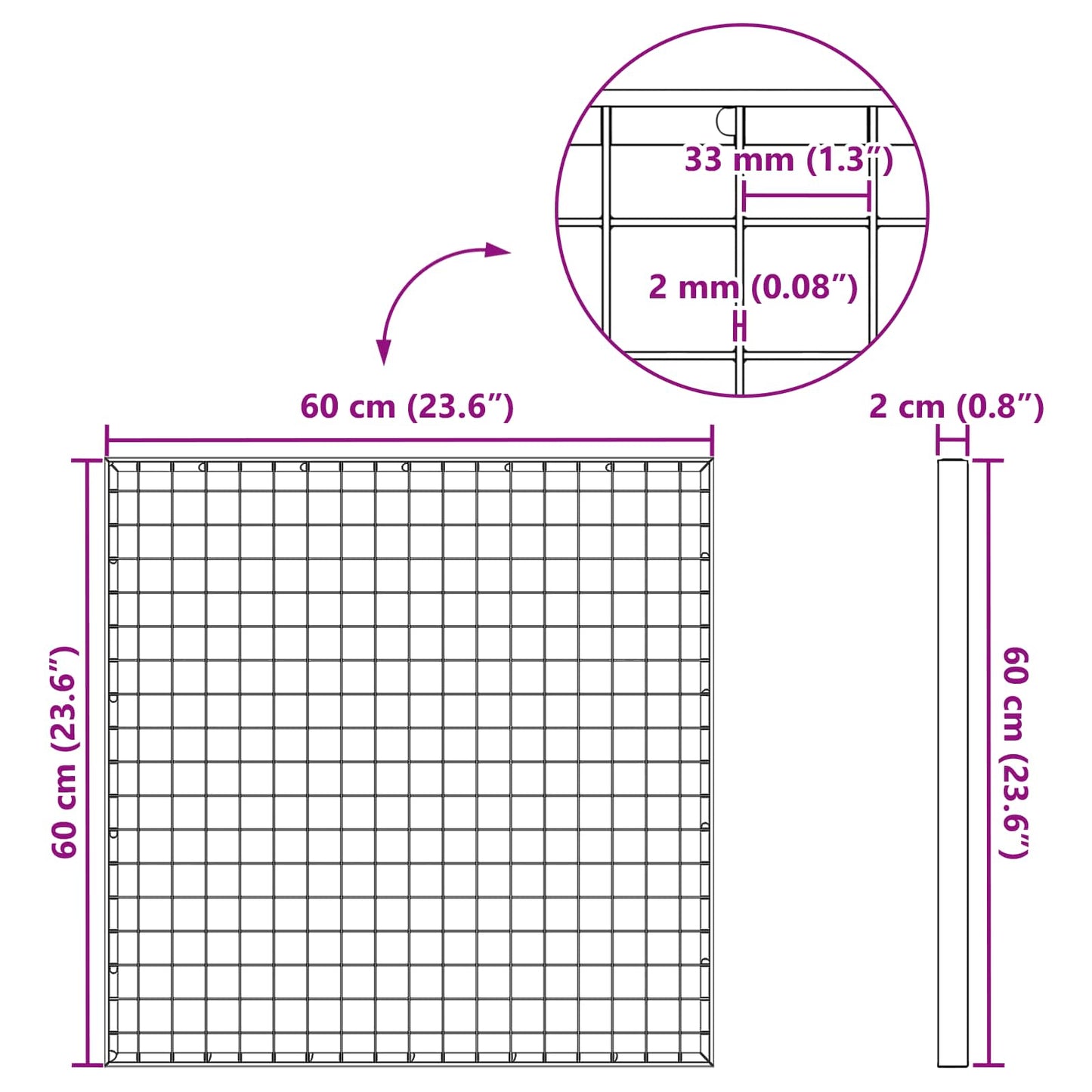 Grating Silver 60 x 60 x 2 cm Hot-Dip Galvanised Steel