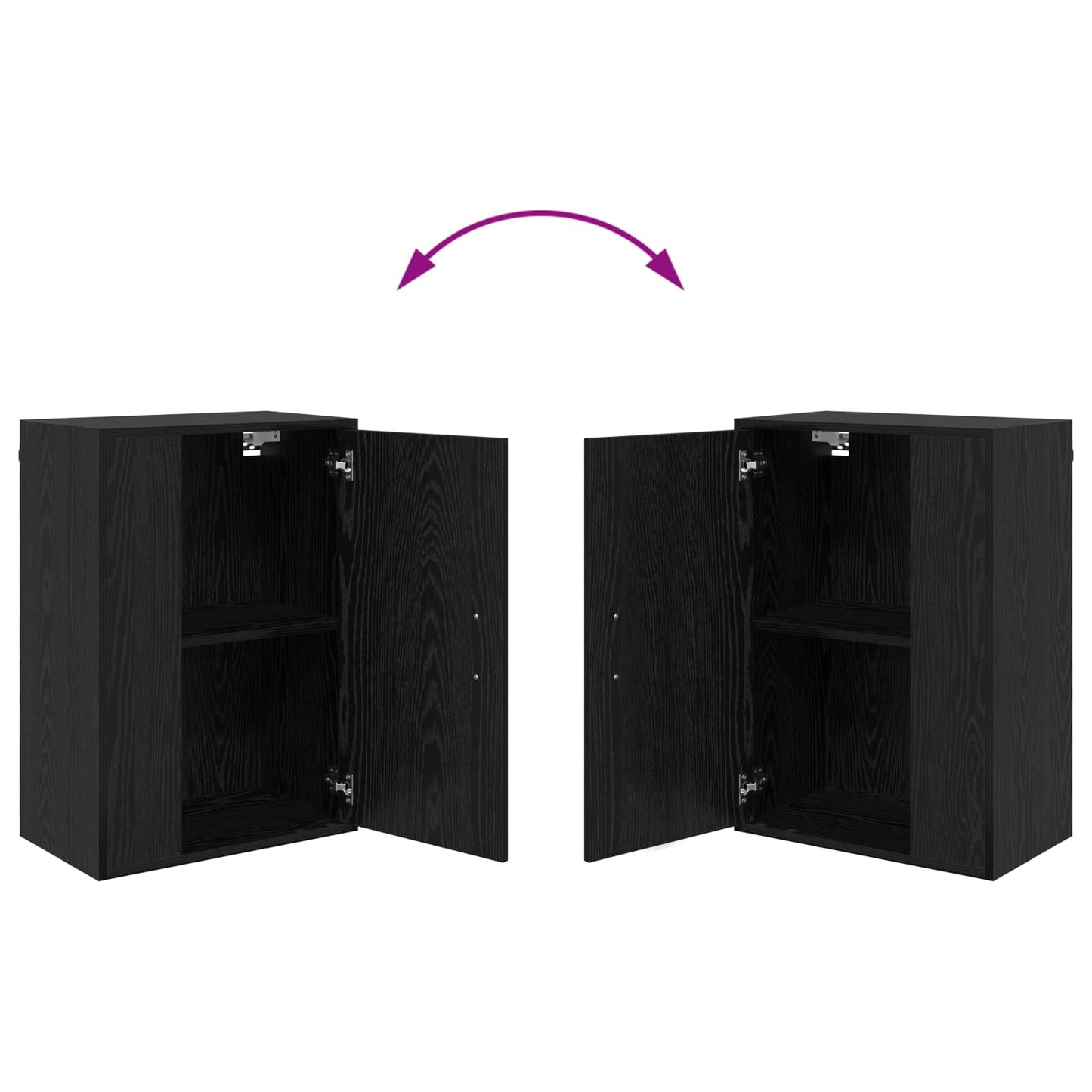 TV Cabinet Set Black Oak Engineered wood