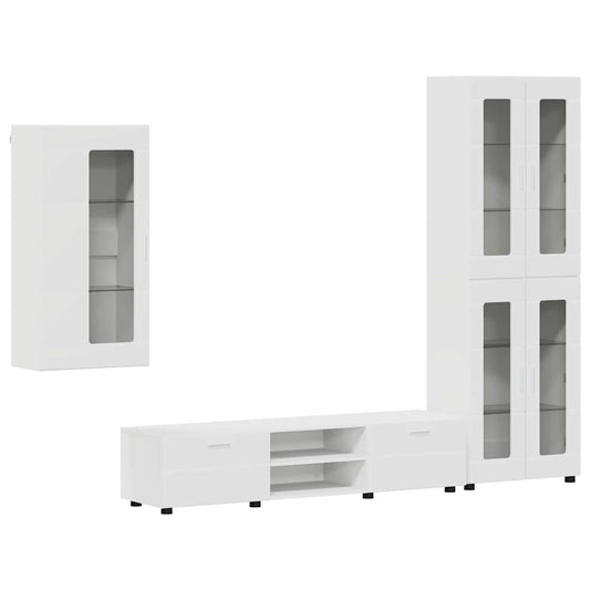 TV Cabinet Set FLORIN 3 pcs White Engineered Wood