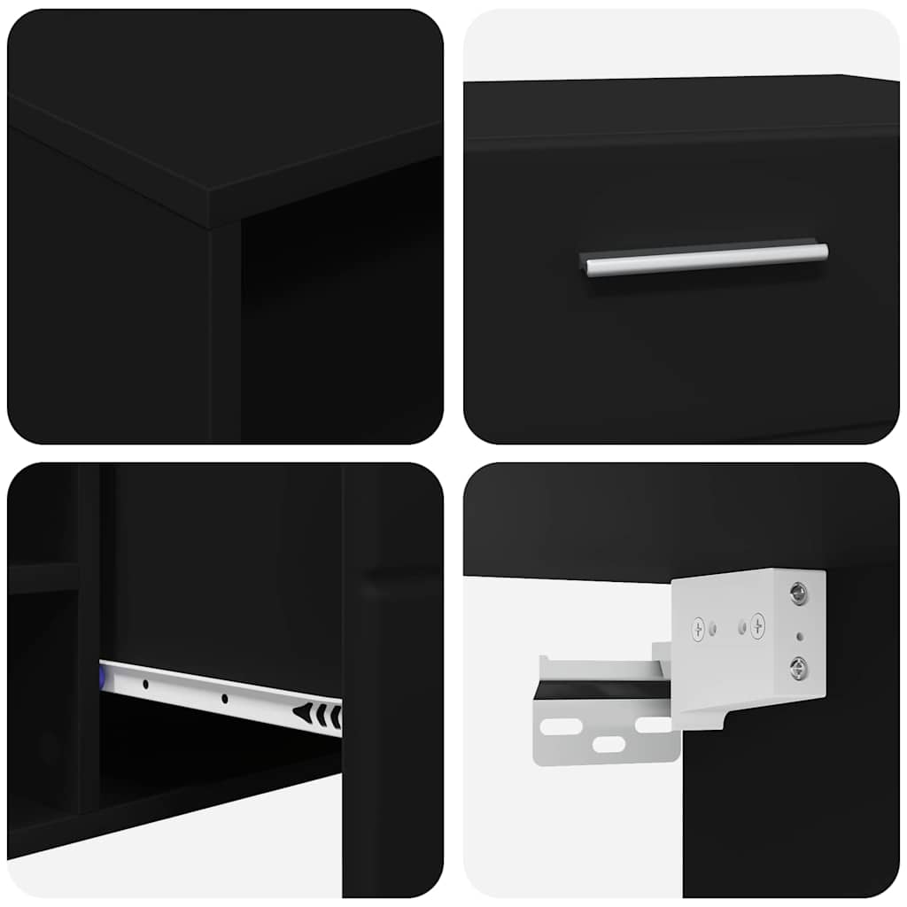 TV Cabinet Set FLORIN 3 pcs Black Engineered Wood