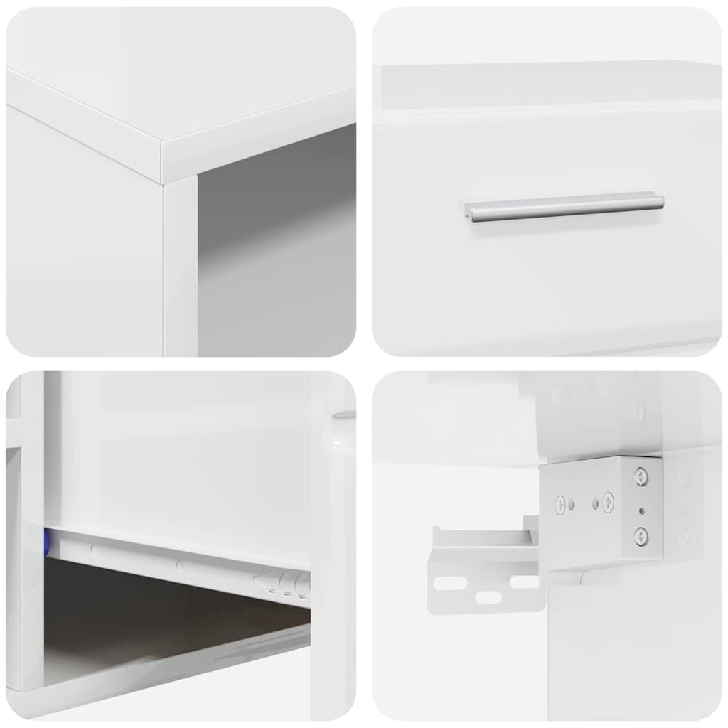 TV Cabinet Set FLORIN 3 pcs High Gloss White Engineered Wood