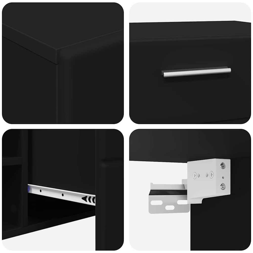 TV Cabinet Set FLORIN 3 pcs Black Engineered Wood