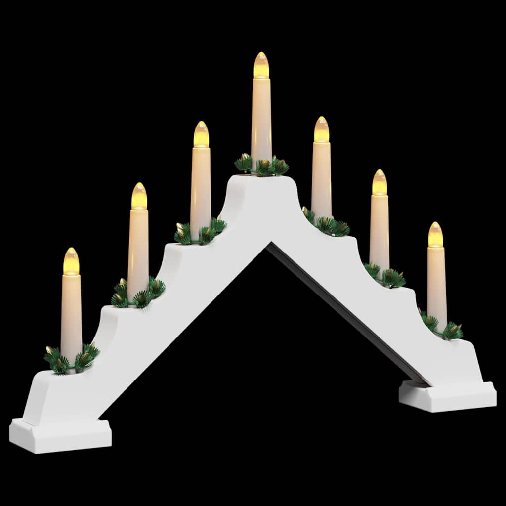 Christmas Candle Bridge White 39.5 x 5 x 29 cm Solid Pine Wood