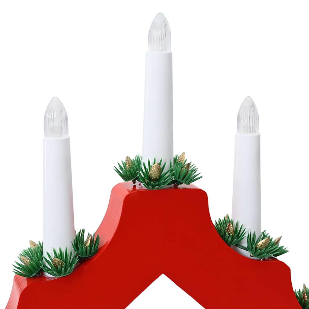 Christmas Candle Bridge with 7 LEDs 3 pcs Red 39.5 x 5 x 29 cm