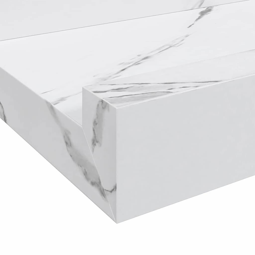 Wall Shelf 2 pcs White Marble 115 x 9 x 3 cm Engineered Wood
