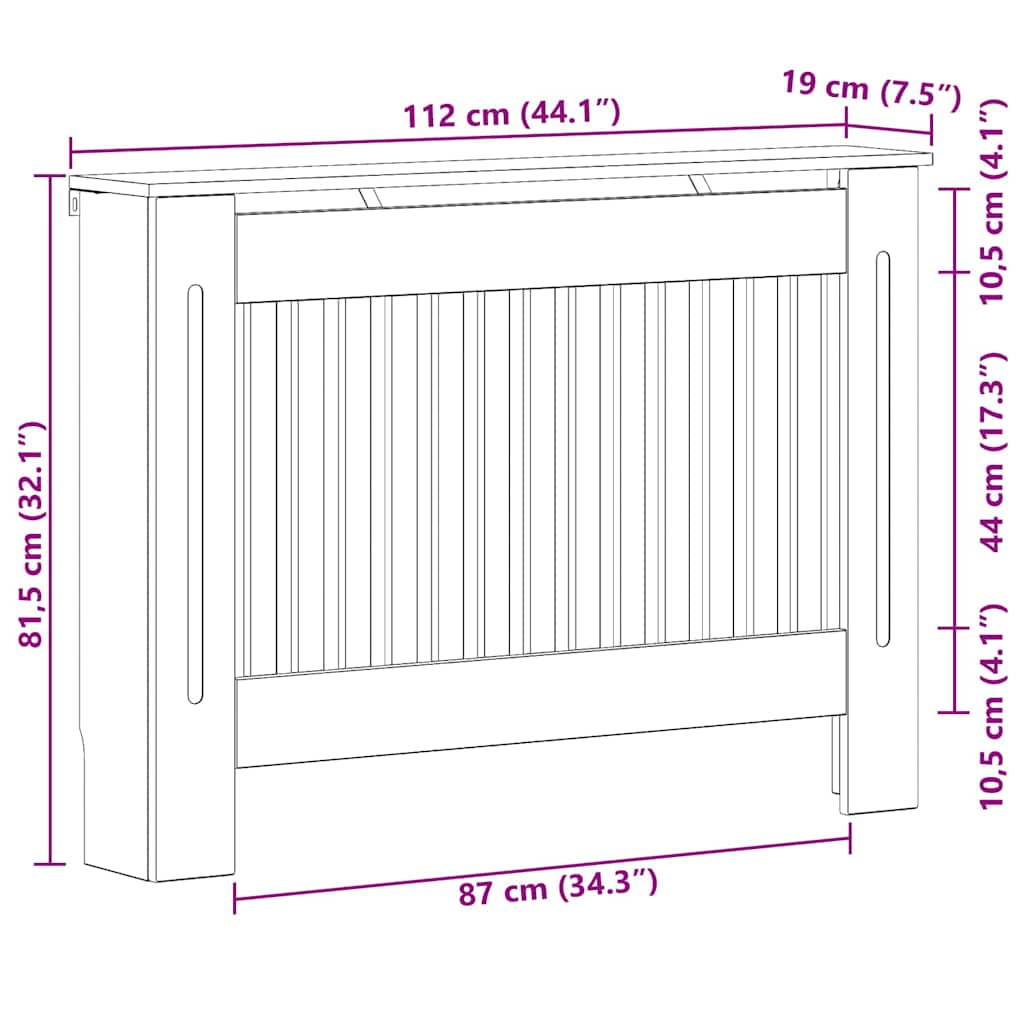 Radiator Cover Black Oak 112 x 19 x 81.5 cm Engineered Wood