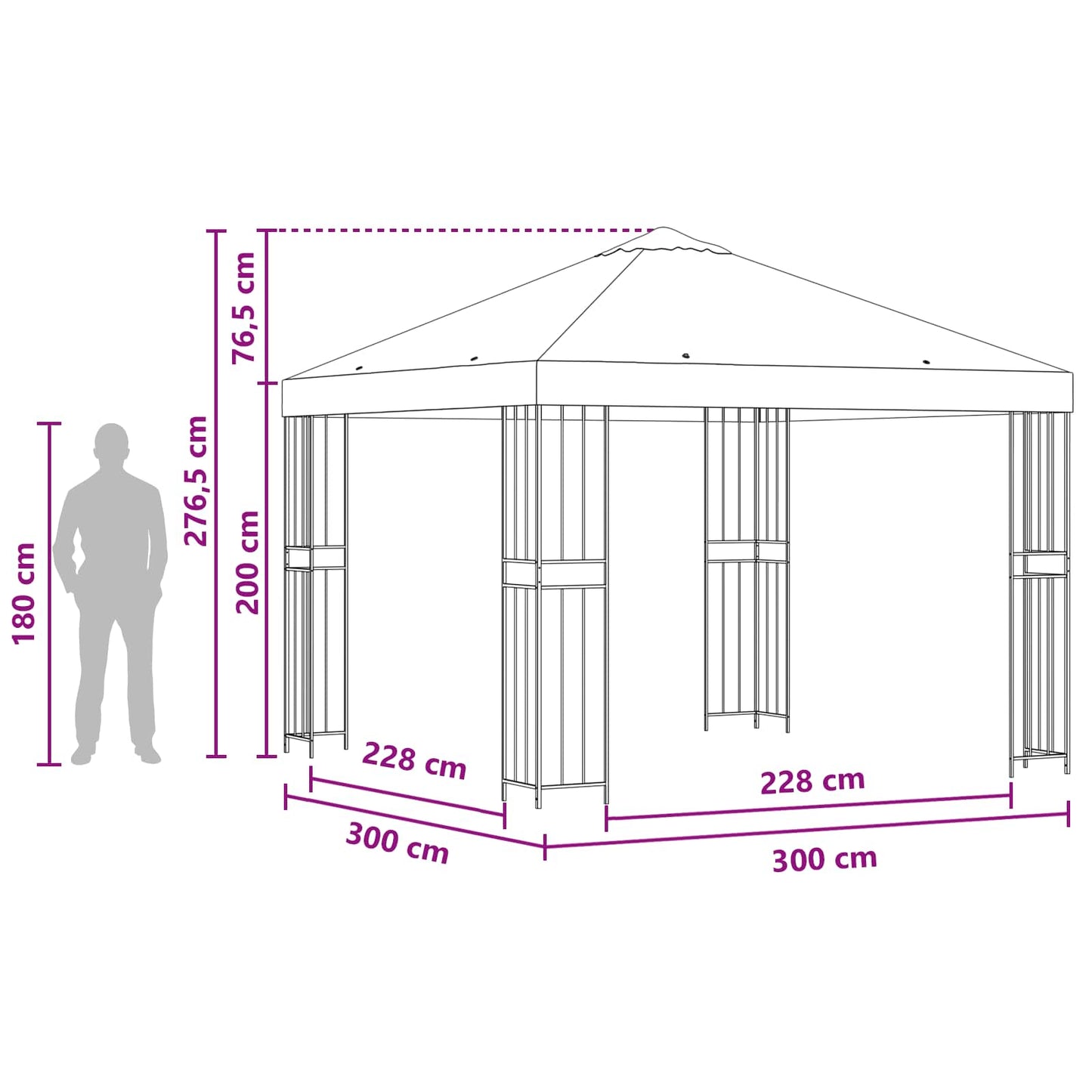 Gazebo 3 x 3 m Taupe Polyester and Steel 190 gsm