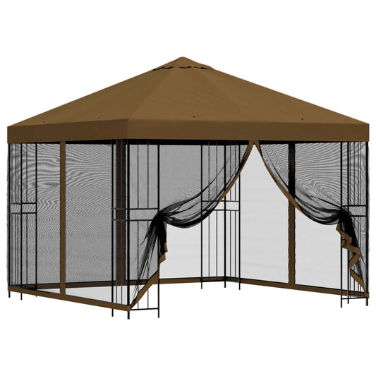 Garden Gazebo with Sidewalls 3 x 3 m Taupe Polyester and Steel
