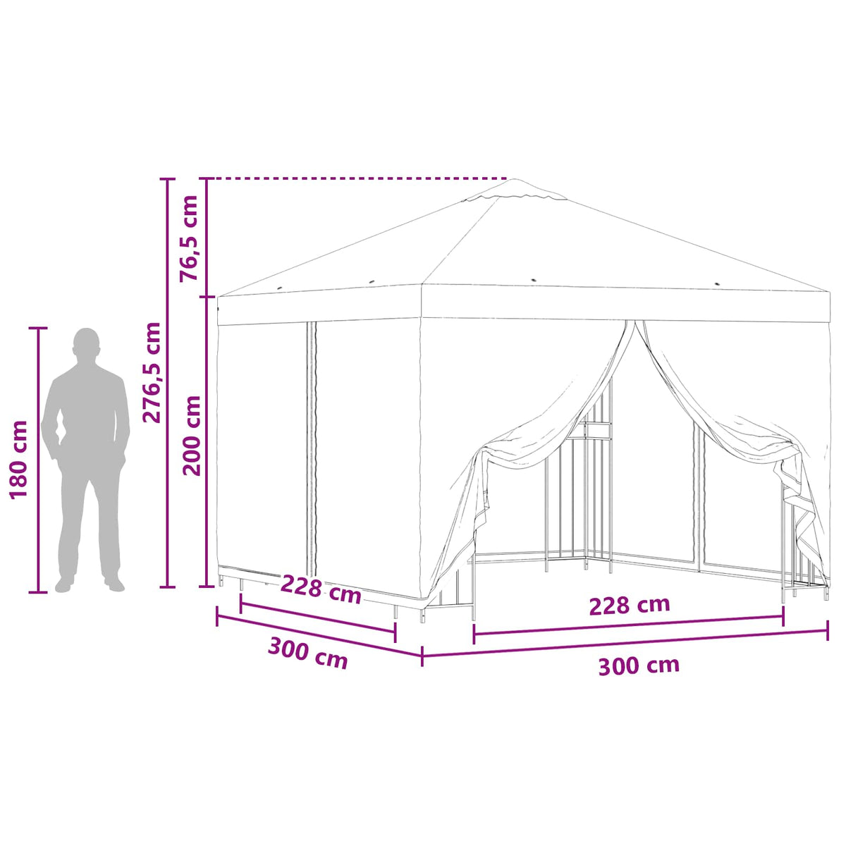 Garden Gazebo with Sidewalls 3 x 3 m Burgundy