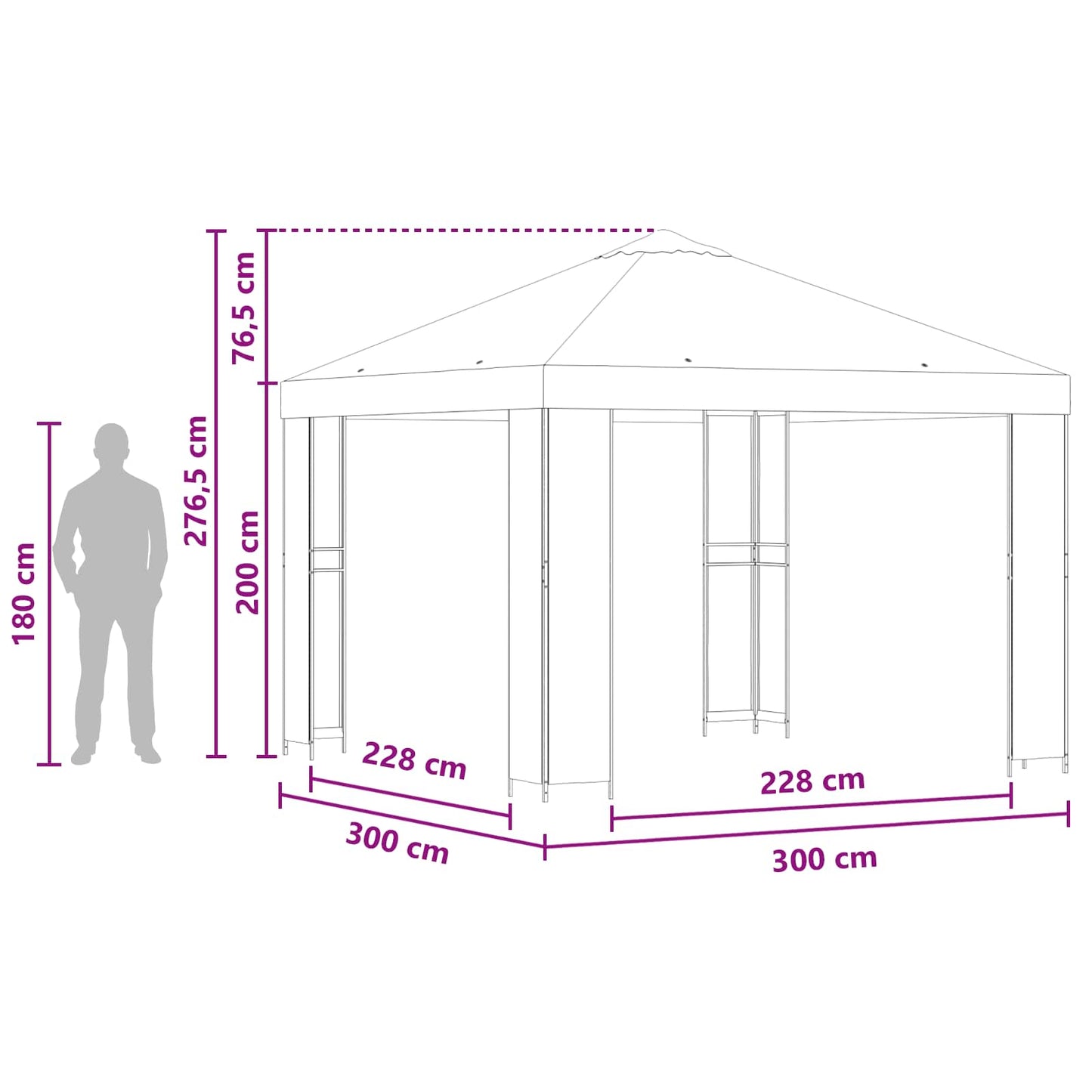 Gazebo 3 x 3 m Cream Polyester and Steel 190 gsm