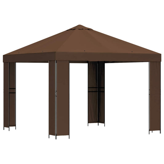 Gazebo 3 x 3 m Brown Polyester and Steel 190 gsm