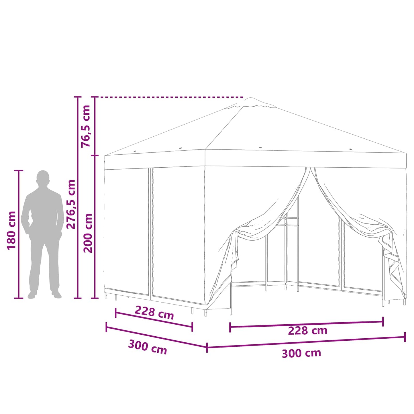 Garden Gazebo with Sidewalls 3 x 3 m Anthracite