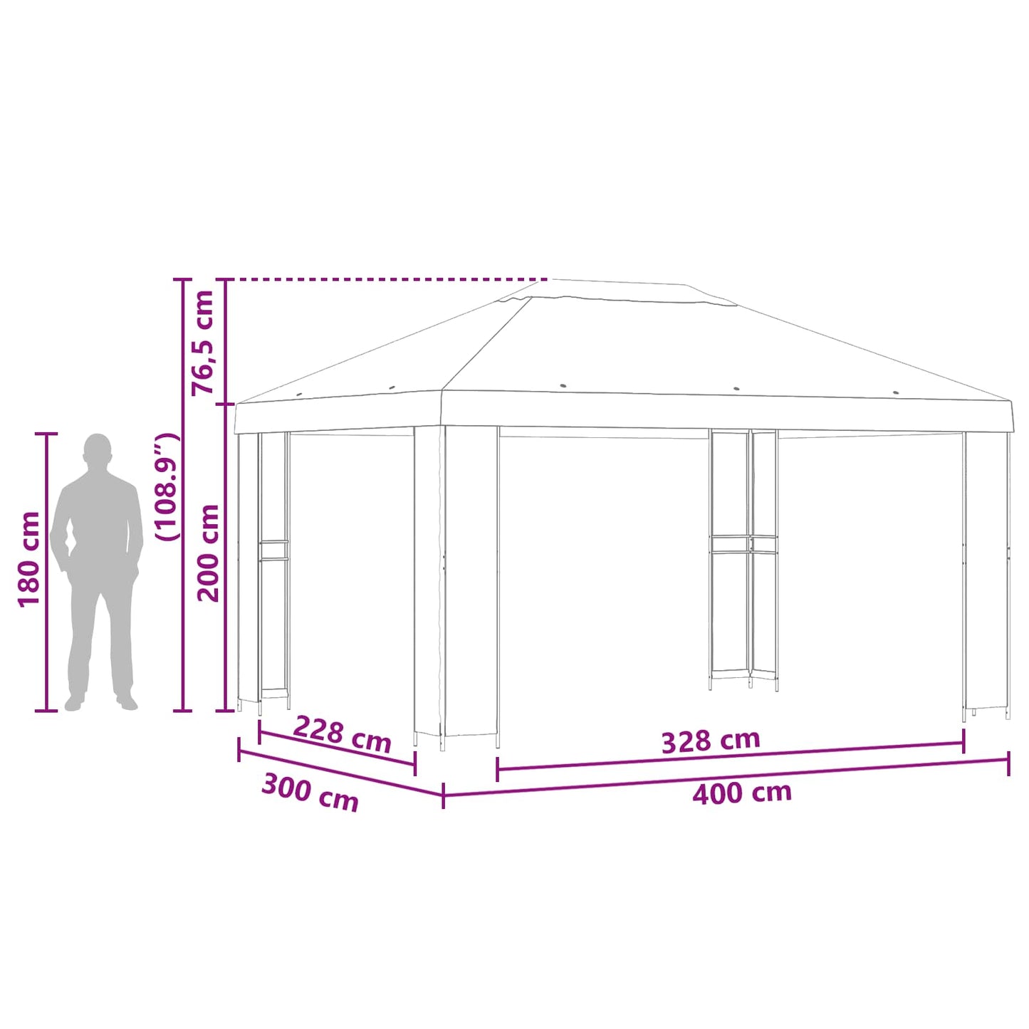 Gazebo 4 x 3 m Yellow Polyester and Steel 190 gsm