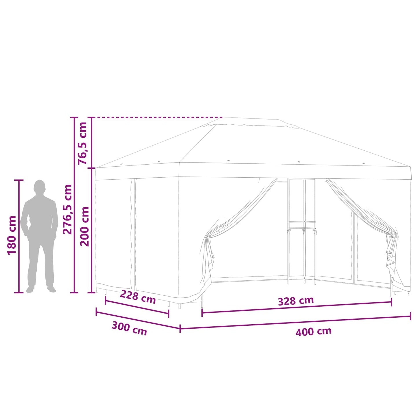 Garden Gazebo with Sidewalls 4 x 3 m Cream Polyester and Steel