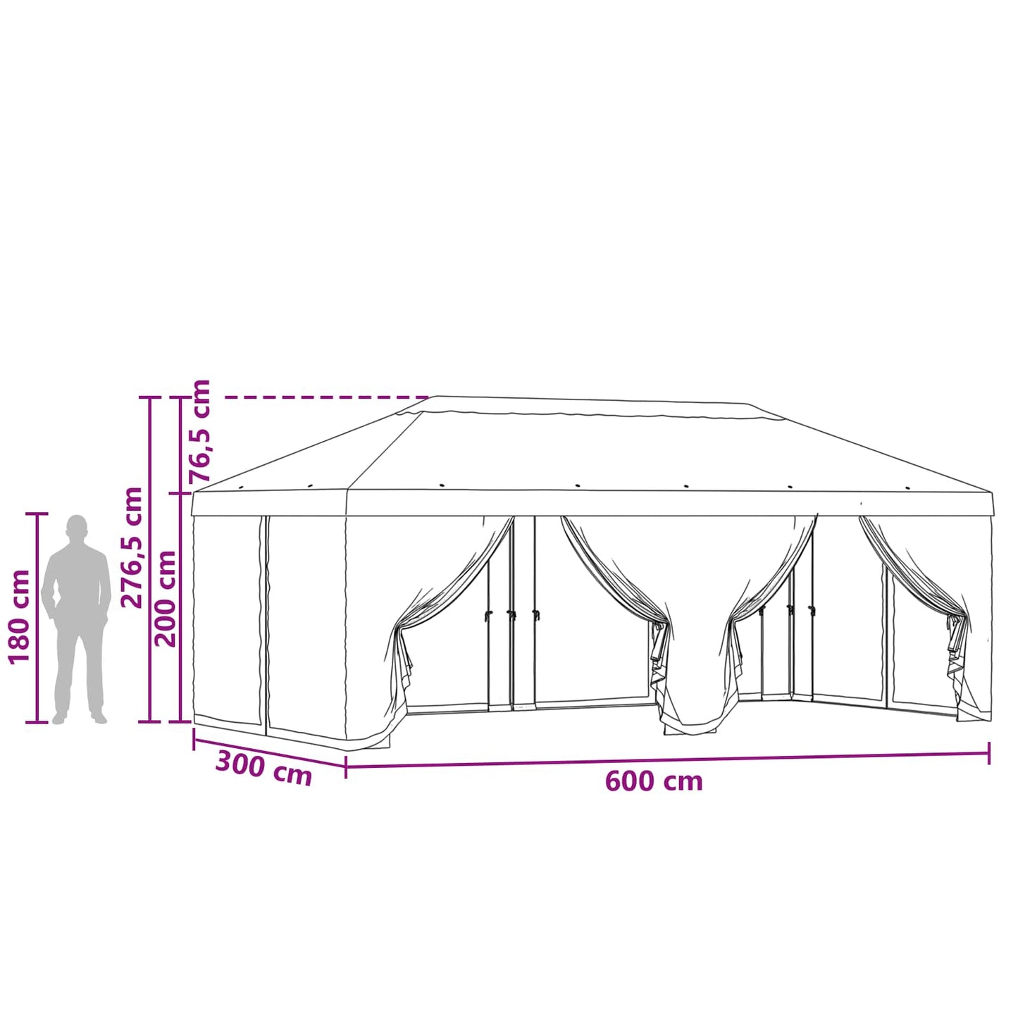 Gazebo Cover with Sidewalls 6 x 3 m Taupe Polyester 190