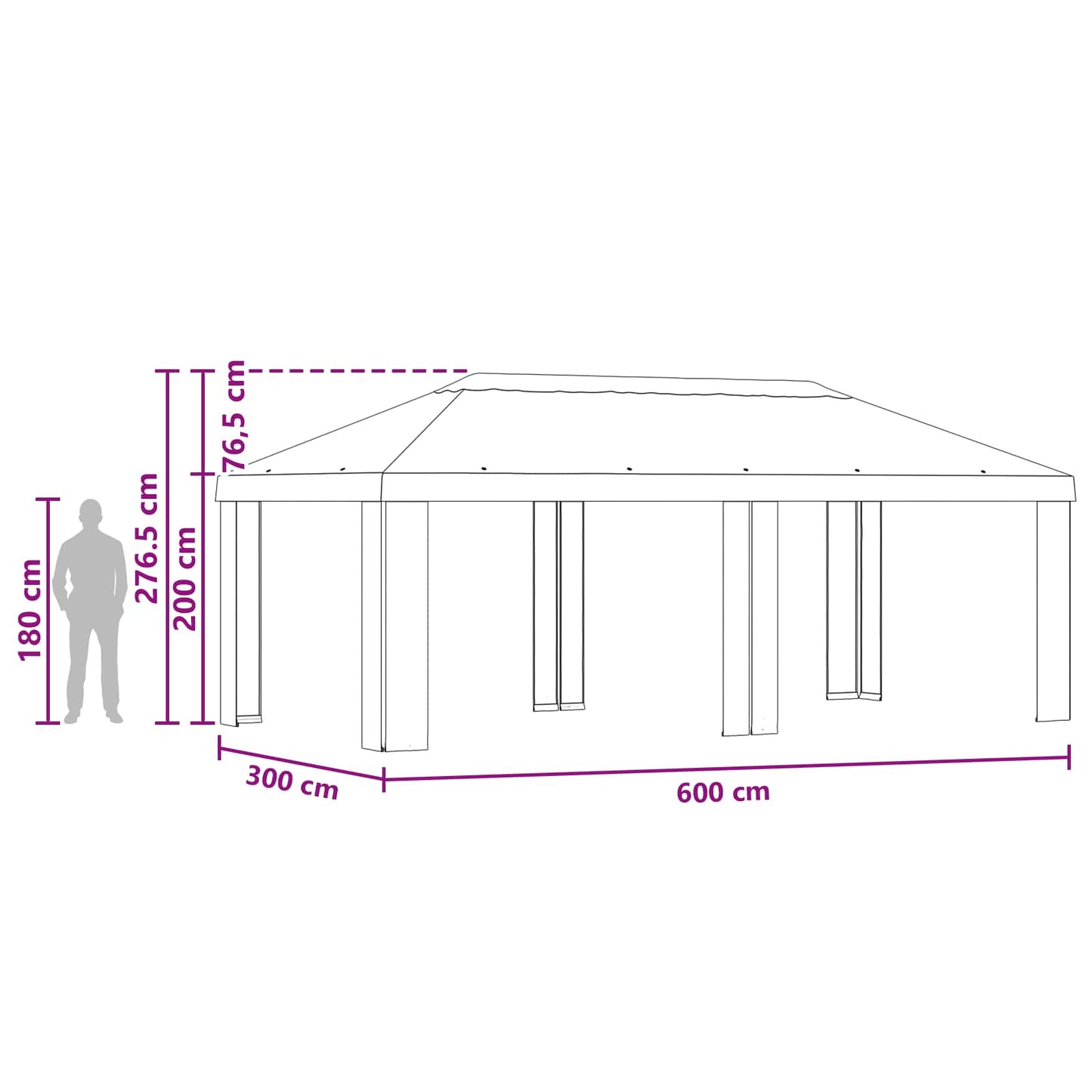 Gazebo Cover 6 x 3 m Burgundy Polyester 190 gsm