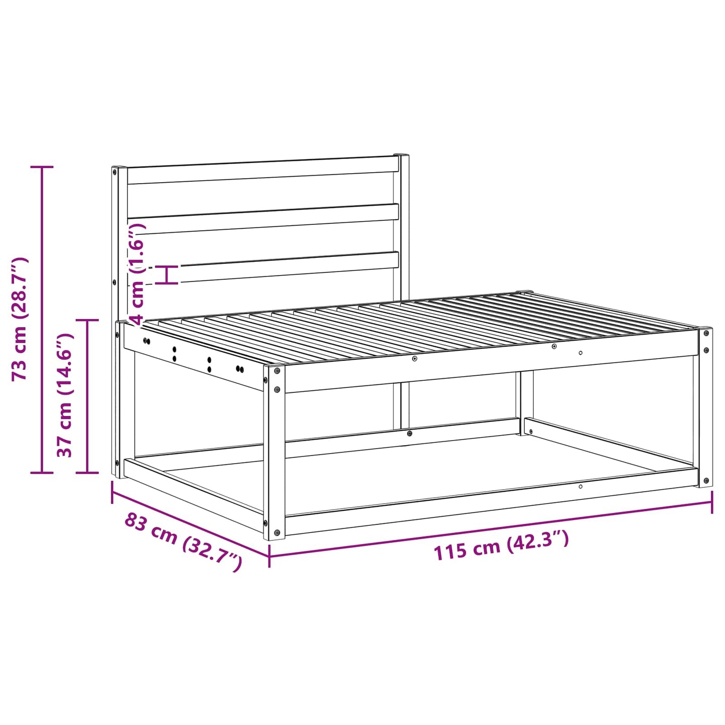Outdoor End sofa Natural 115 x 83 x 73 cm