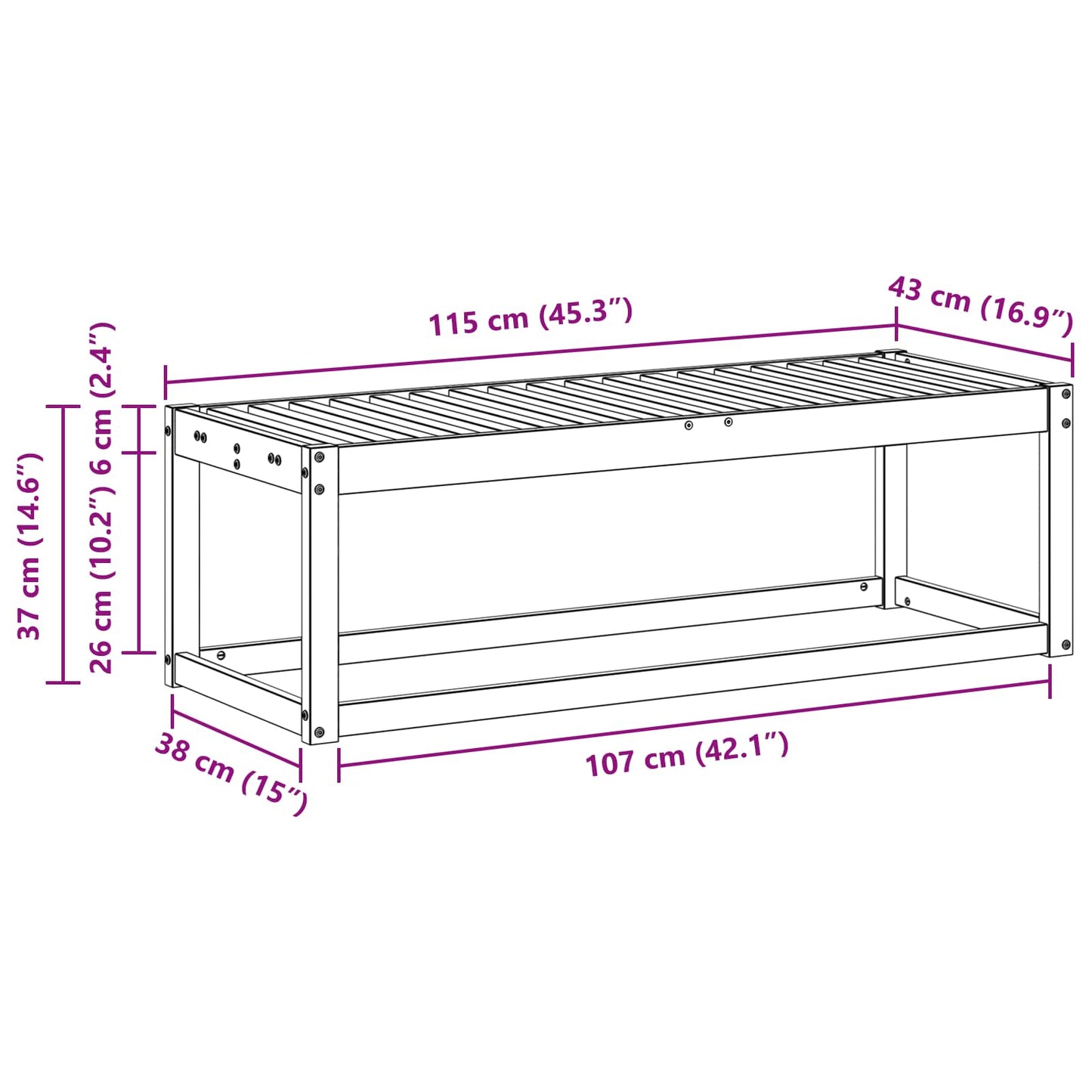 Outdoor Stool Bench Solid Acacia Wood Natural 115 x 43 x 37 cm
