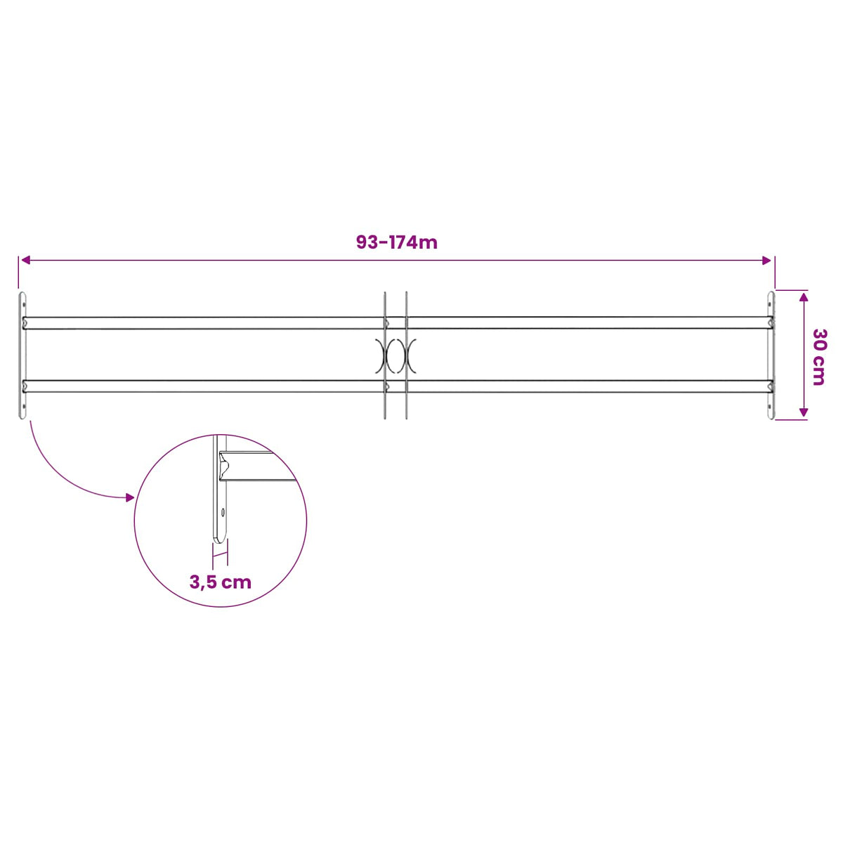 Window Security Grille 176 x 30 cm Galvanized Steel
