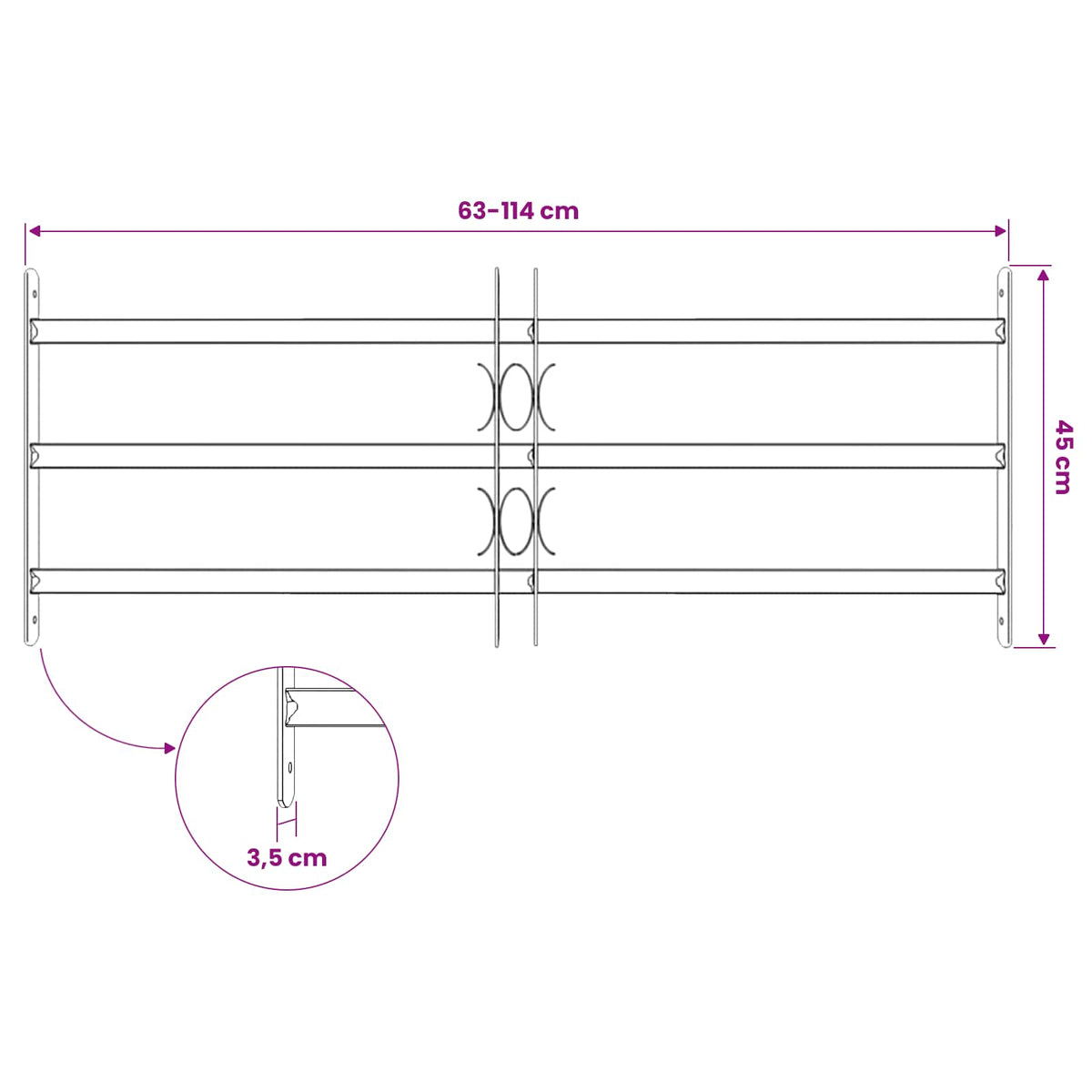 Window Security Grille 116 x 45 cm Galvanized Steel