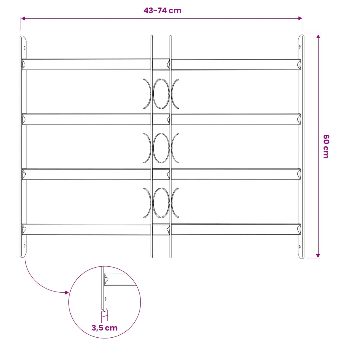 Window Security Grille 75.5 x 60 cm Galvanized Steel