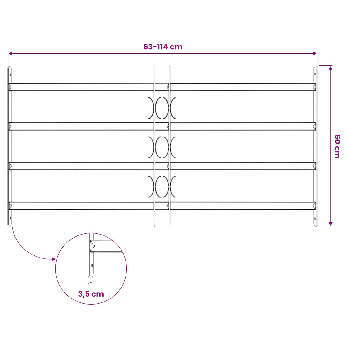 Window Security Grille 115 x 60 cm Galvanized Steel
