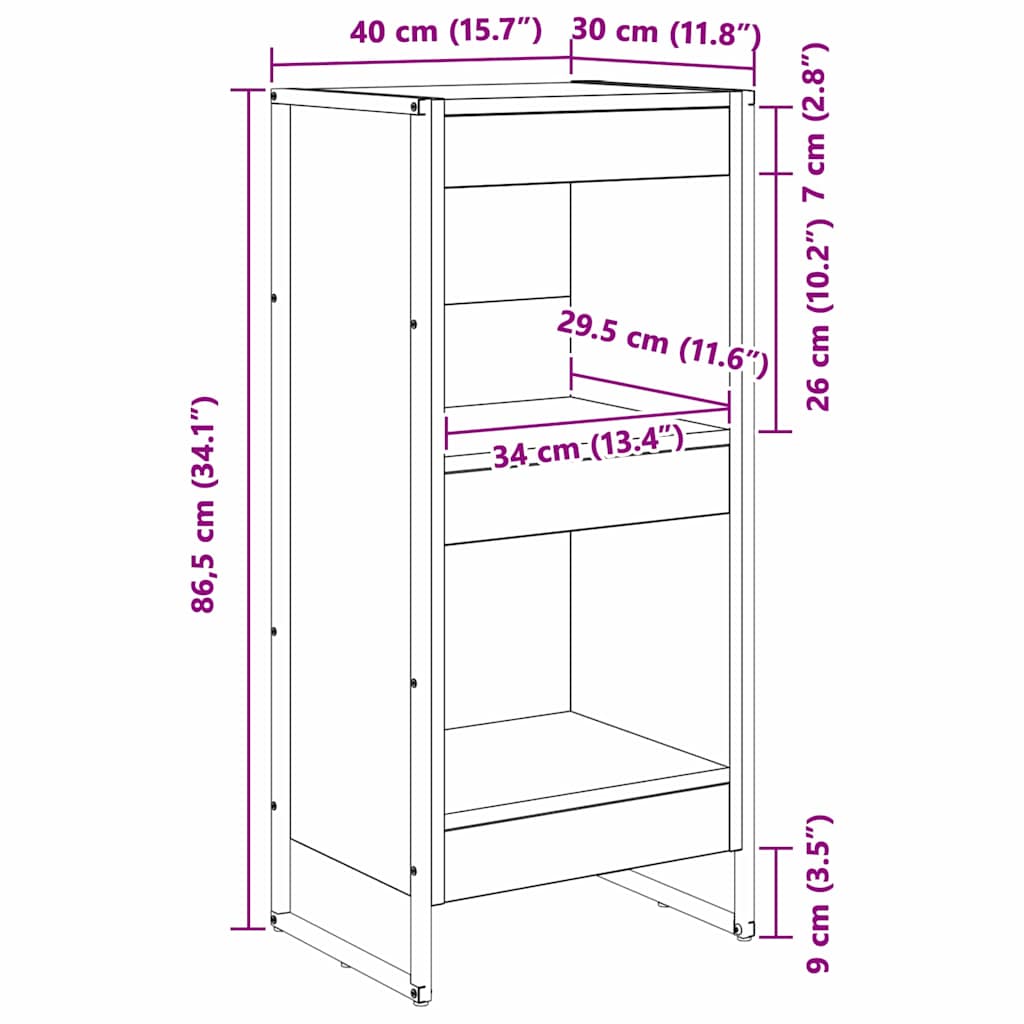 Book Cabinet 40 x 30 x 86.5 cm Engineered Wood Smoke Oak