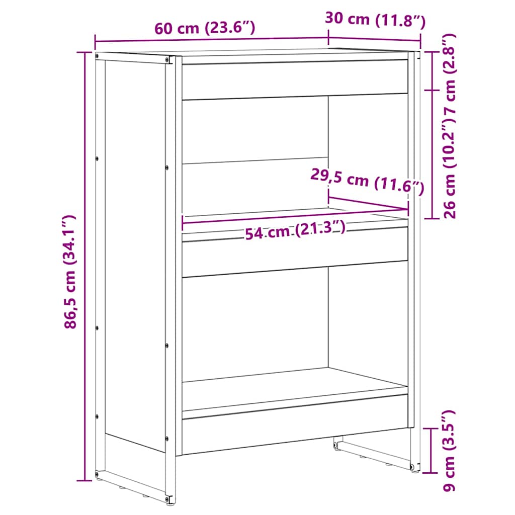 Book Cabinet 60 x 30 x 86.5 cm Engineered Wood Smoke Oak