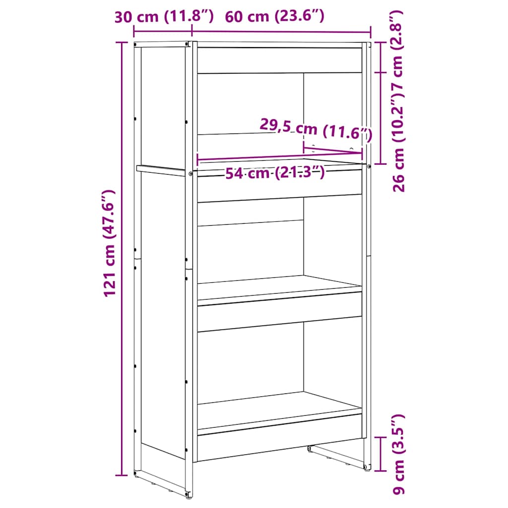 Book Cabinet 60 x 30 x 121 cm Engineered Wood Black Oak
