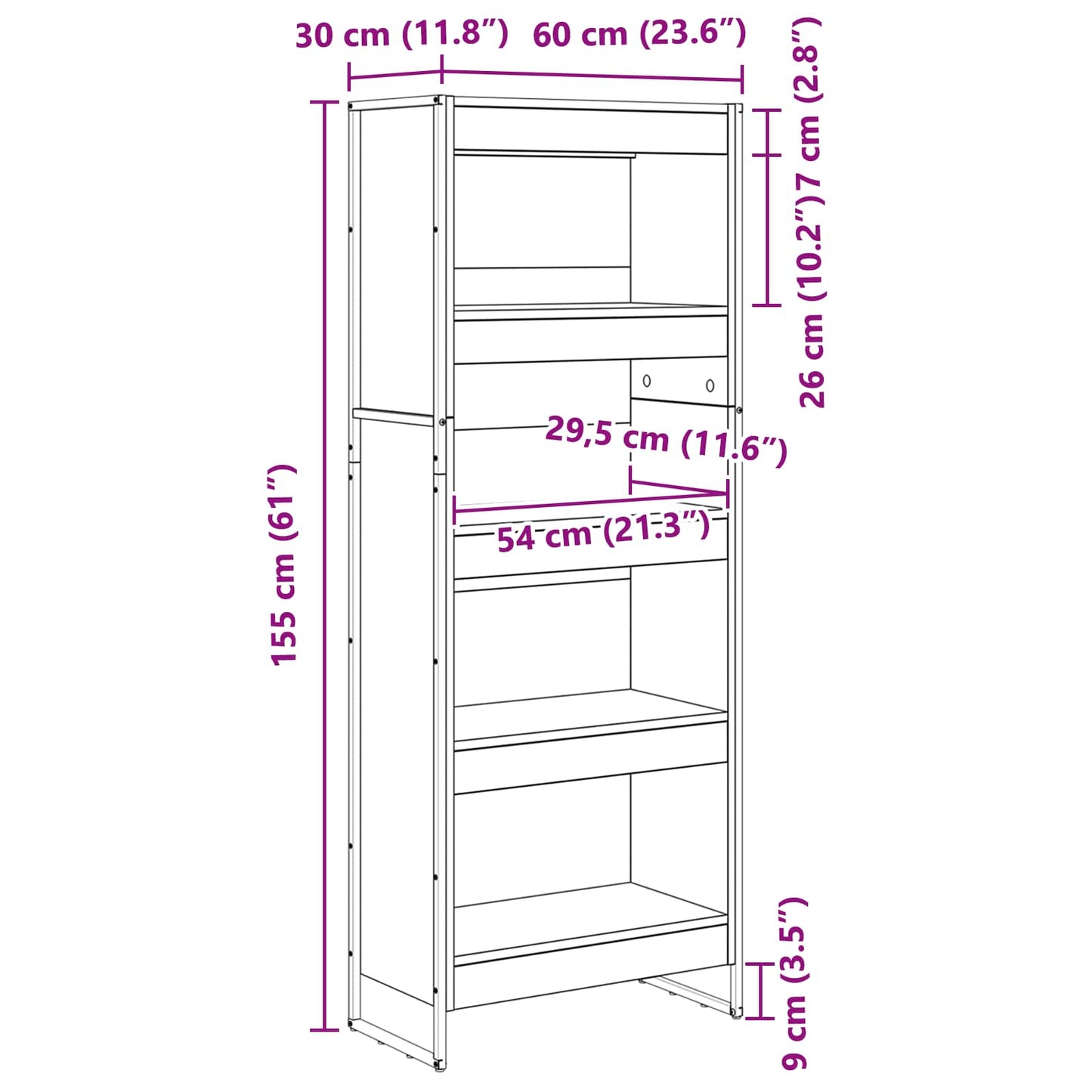 Book Cabinet 60 x 30 x 155 cm Engineered Wood Sonoma