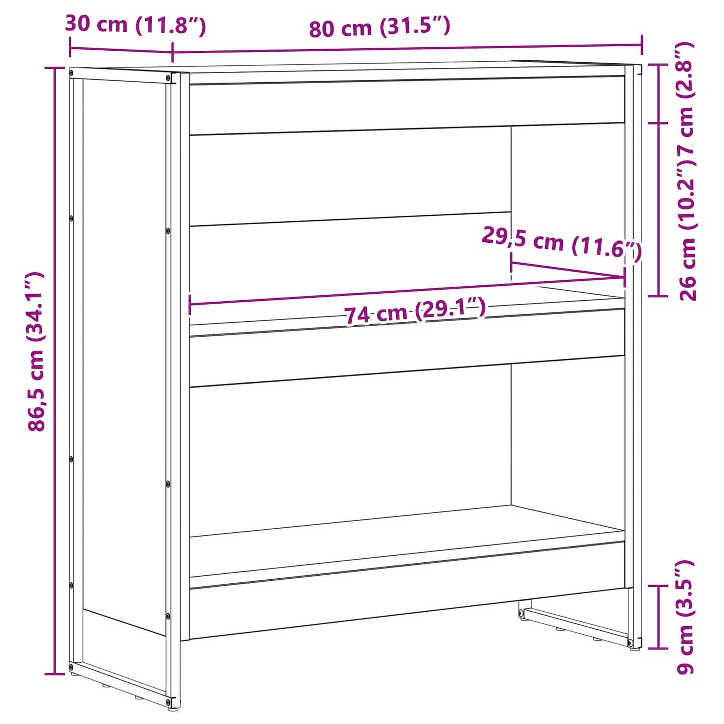 Book Cabinet 80 x 30 x 86.5 cm Engineered Wood Sonoma