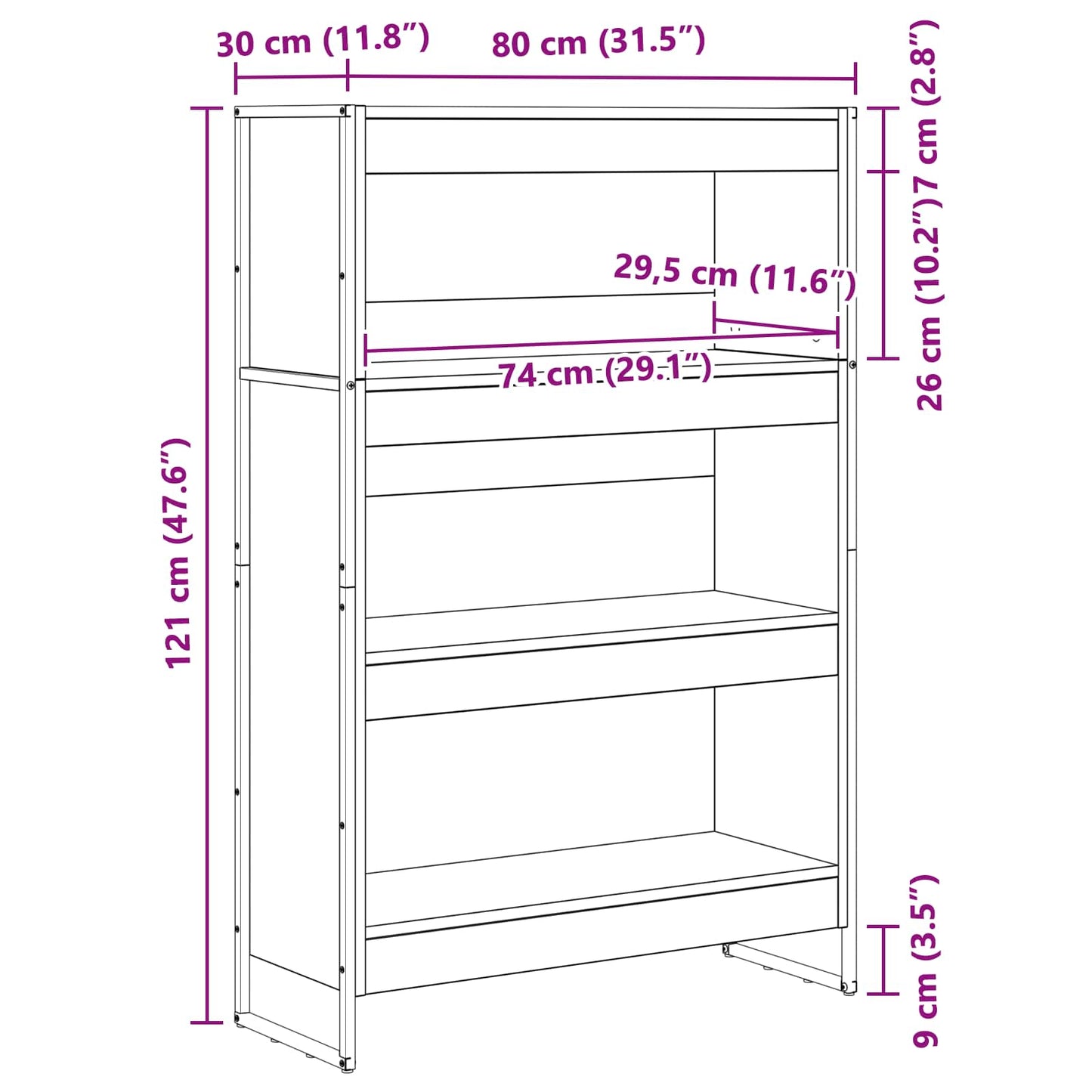Book Cabinet 80 x 30 x 121 cm Engineered Wood Sonoma
