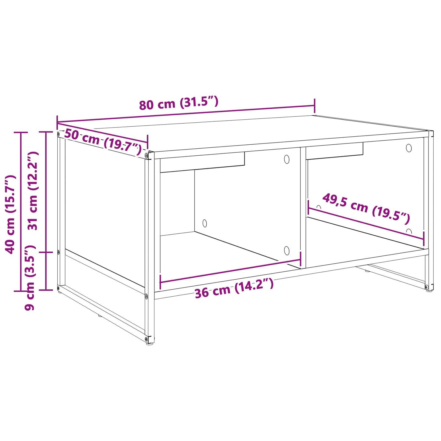 Coffee Table Old Wood 80 x 50 x 40 cm Engineered Wood