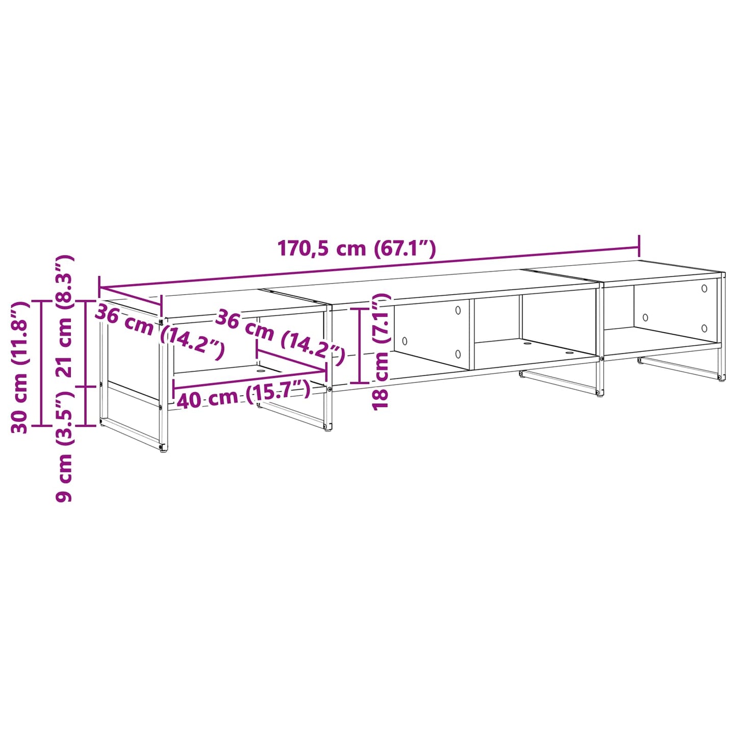 TV Cabinet 170.5 x 36 x 30.5 cm Sonoma Engineered Wood